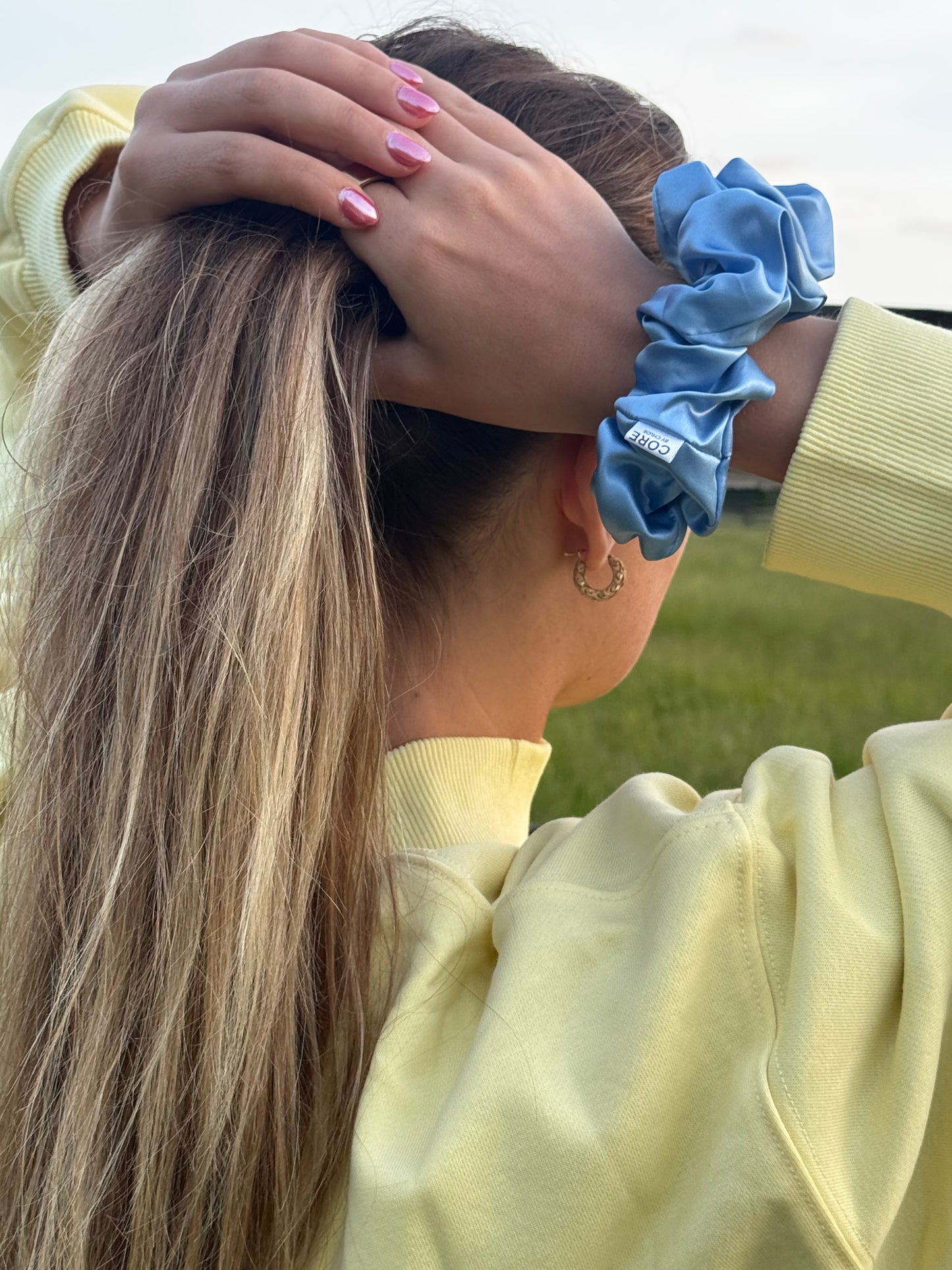 Blue Satin Scrunchie