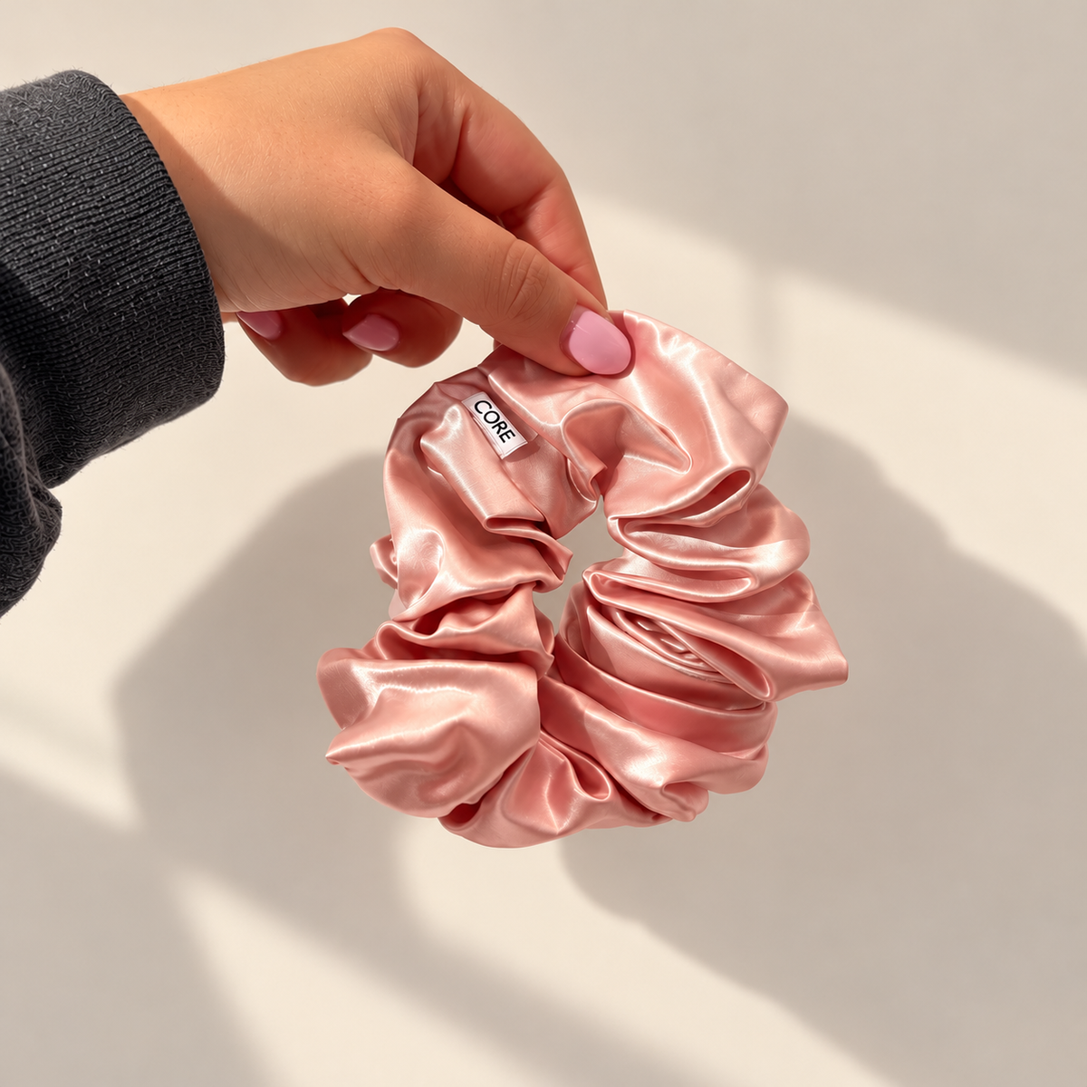 Pink Satin Scrunchie